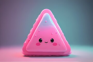 Squishy triangle with rounded corners, like a jelly sandwich — shaded in soft mint and bubblegum