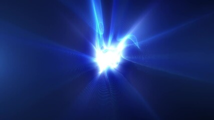 Digital futuristic tunnel or travel in time and space at high speed, moving bright neon lines. High-tech light corridor, warp speed, wormhole seamless loop