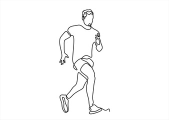 Single-line drawing of a man running. Continuous Line. line icon-continuous line drawing. Editable stroke.