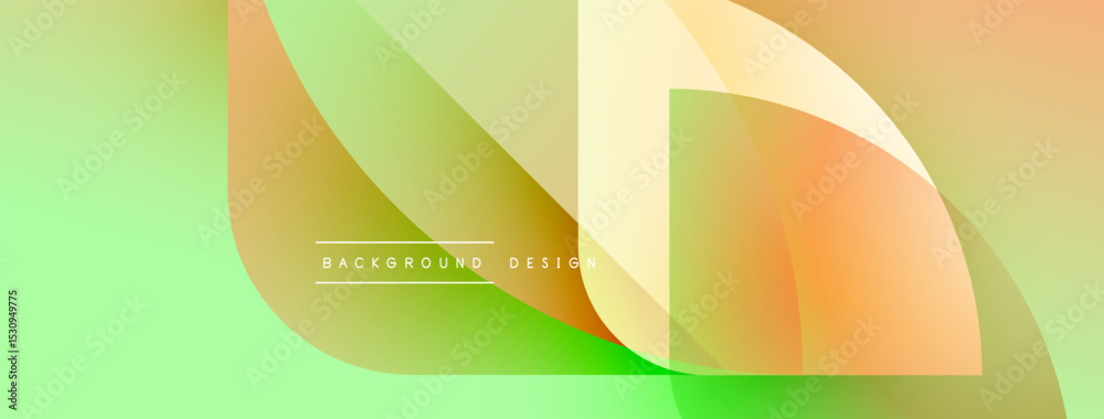 Aufkleber Abstract gradients overlap, creating dynamic visual effect. Light green background complements orange, yellow hues. Modern design element.