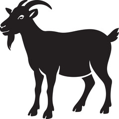Goat silhouette black minimal farm animal, Standing goat clean line drawing