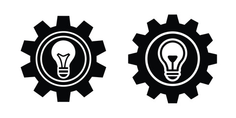 Light Bulb Inside A Gear Wheel Silhouette on White Background