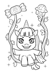Unicorn Coloring Pages for Kid - Unicorn Outline - Black and White Unicorn Clip Art for Coloring Pages and Educational Use