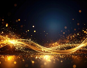 Obraz premium Dynamic golden sparkles studio digital artwork elegant atmosphere close-up view celebration concept