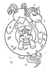 Unicorn Coloring Pages for Kid - Unicorn Outline - Black and White Unicorn Clip Art for Coloring Pages and Educational Use