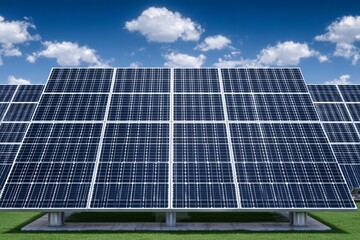 Obraz premium A massive field of solar panels is used for producing renewable clean energy