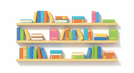 Colorful Bookshelf with Many Books