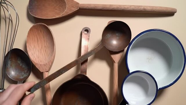 Vintage Kitchen Utensils Still Life: Rustic Charm