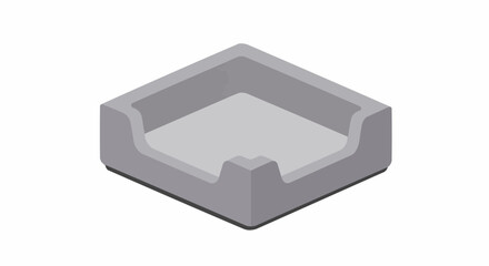 An empty, square-shaped, gray-colored object, likely a tray or holder, is presented in a minimalist style.