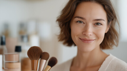 Natural Makeup Routine with Loose Powder and Brush