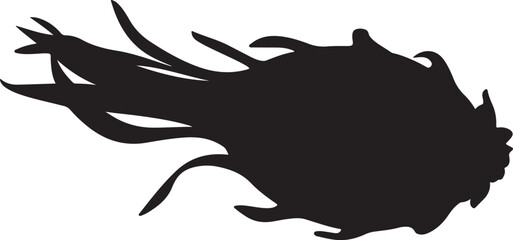 Abstract Black Silhouette of a Dragon Fruit
