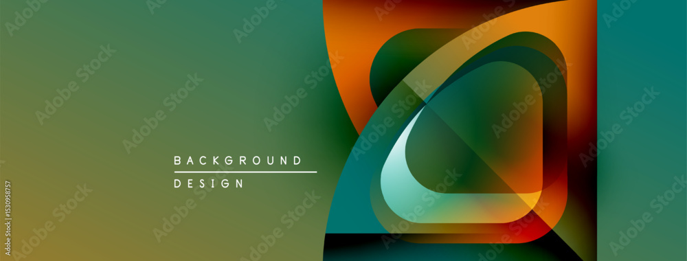 Poster Abstract geometric design. Overlapping shapes create vibrant color gradients. Modern background suitable for banners, presentations.