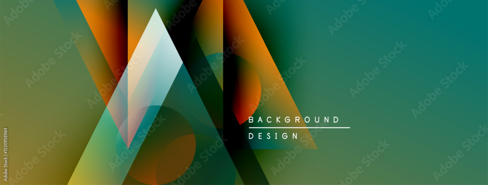 Poster Abstract geometric shapes overlap, creating vibrant color gradients. Modern design elements suggest innovation, energy, dynamism.