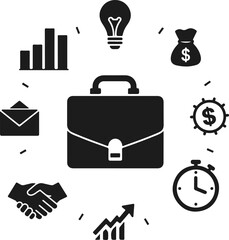 business icons set. Dollar Sign silhouette Vector Icon