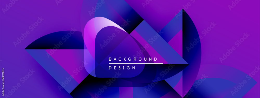 Poster Abstract purple design features flowing shapes, gradients. Text reads background design. Modern, dynamic visual composition.