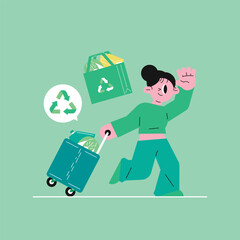 Woman excitedly taking out recycling 
Zero Waste Campaign Reusable Shopping Cart 