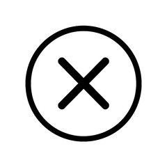 Fototapeta premium Minimalist black circle with an X symbol inside on white background 