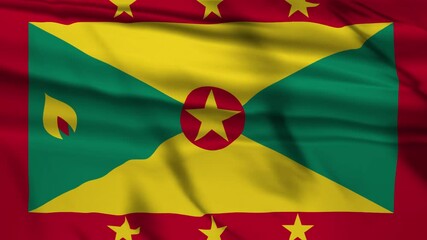 Grenada Flag Waving in Sunset Light, Grenada Flag Animation Effects 