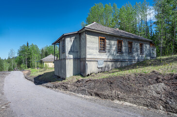 Abandoned wooden coal miner’s housing in Nordegg, Alberta, Canada