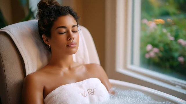 Relaxing spa experience with a foot soak and towel