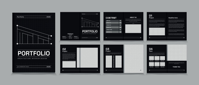 Architecture and interior portfolio design, Architecture Portfolio Layout, a4 size portfolio template design.