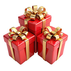 Obraz premium Three red gift boxes with gold bows