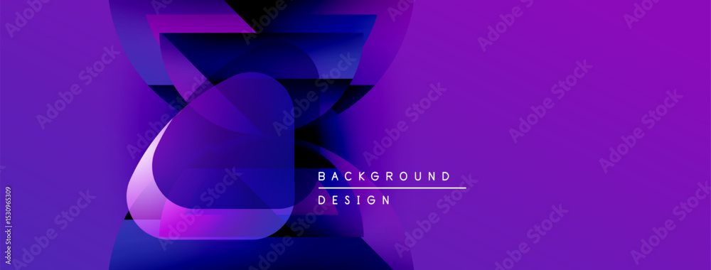 Poster Abstract purple design. Overlapping shapes create dynamic visual effect. Text reads background design. Modern, vibrant composition.