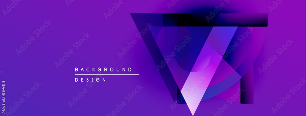 Aufkleber Purple abstract design features layered geometric shapes. Gradient effect creates depth, modern aesthetic. Text reads background design.