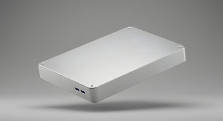 Sleek Brushed Metal Electronic Device Housing Design - Minimalist Product Photography