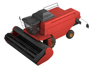 red combine harvester agricultural machinery isolated on white background. 3d rendering