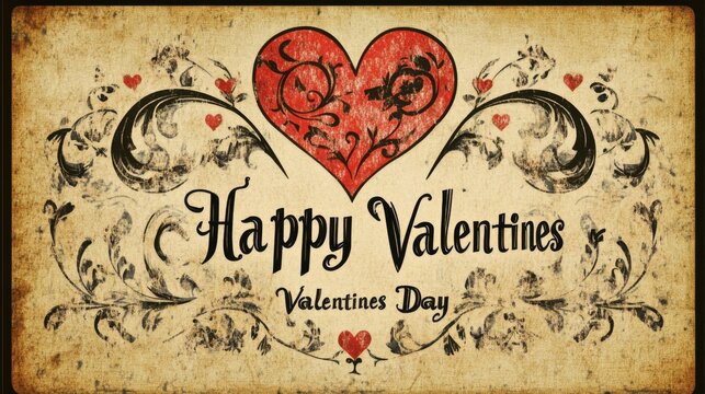 Another vintage-styled Valentine's Day card showcasing beautiful graphics and heartfelt sentiments, perfect for expressing love and appreciation on this romantic day.