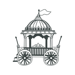 line art of indian chariot