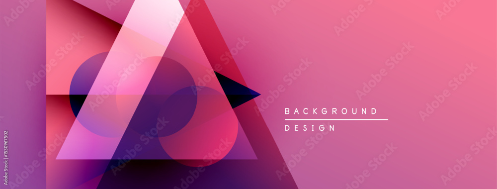 Aufkleber abstract geometric shapes overlap, creating vibrant pink gradient background. modern design elements