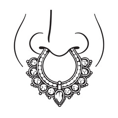 line art of indian nose ring