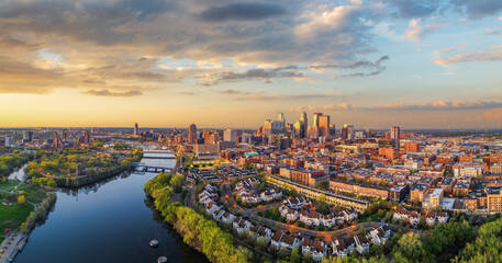 Minneapolis, Minnesota, USA downtown city skyline at dusk.