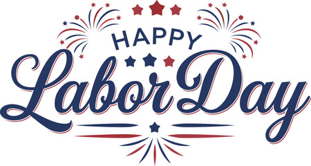 Happy Labor Day creative typography design, USA with motivational text, USA holiday. United States national flag colors and hand lettering text design. vector illustration