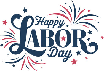Happy Labor Day creative typography design, USA with motivational text, USA holiday. United States national flag colors and hand lettering text design. vector illustration