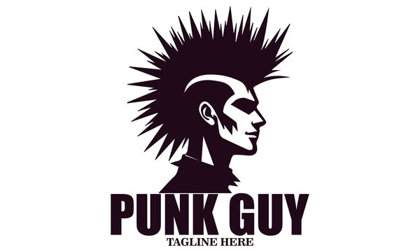 Punk rock icon. Punk guy vector illustration, Punk guy logo design