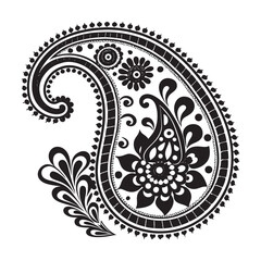 silhouette of indian mehndi pattern