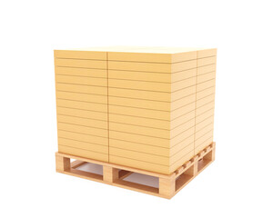 Product boxes on wooden pallets, manufacturing, export, industrial business, 3D rendering