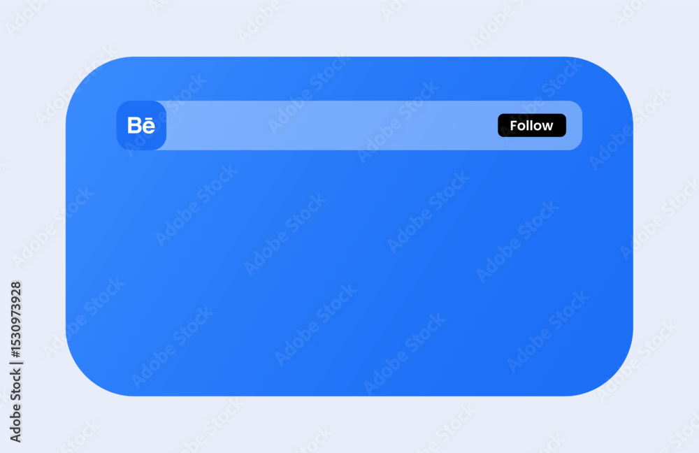 Poster behance follow ui button in modern gradient vector design.