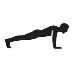 Silhouette of Person in Plank or Push-Up Position – Fitness and Core Exercise Vector Illustration