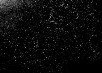 Old Rough Dirty Black Dust Grunge Black Noise Grain Overlay Texture Background. Dusted Film Photo Overlay for Create Vintage Mood. Nostalgic Atmosphere for Your Photos. Use a Screen Blending Mode
