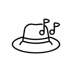 Fototapeta premium Line art music-themed hat, black and white, party celebration icon