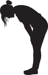 Silhouette of a Person Bending Forward with Hands on Knees, Depicting a Resting or Thoughtful Pose
