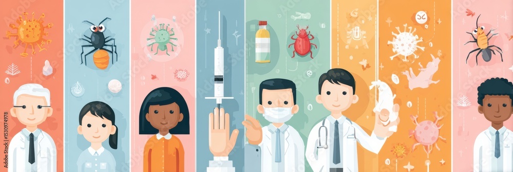 Poster side effects and safety information on vaccinations presented in a colorful infographic highlighting