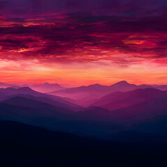 Obraz premium A mountain range with a purple sky