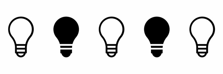 Obraz premium light bulb idea, Lightbulb Icon Set, icons of bulbs, set of bulbs, bulbs, light bulb, bulbs icons, Bulb lamp icon, Electric lamp, light, innovation. Idea light bulb icon vector illustration 