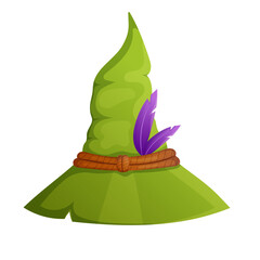 Cartoon witch hat vector illustration. Halloween Magic Clipart. Fantasy design element isolated.