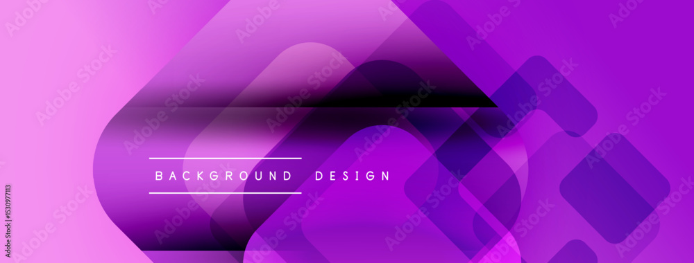 Poster Abstract purple background. Overlapping rounded shapes create dynamic visual effect. Text reads background design. Modern, vibrant composition.